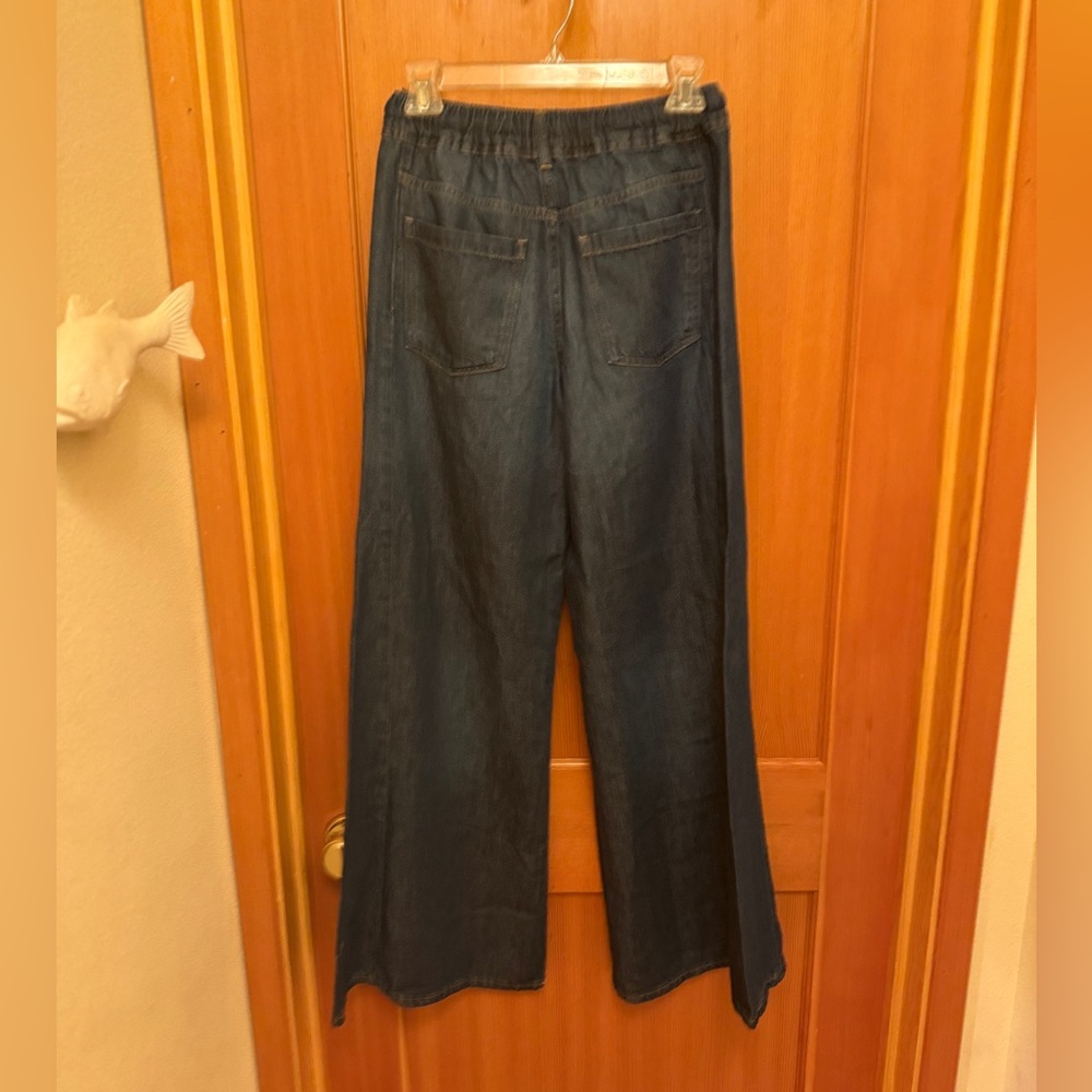 Pilcro Drawstring Pull-On Wide-Leg Jeans - Picture 5 of 14